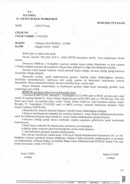 VAKIF SENEDİMİZE "GIDA BANKACILIĞI" MADDESİ EKLENDİ